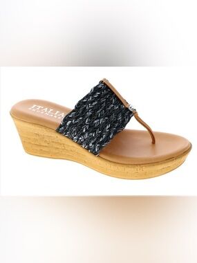 Italian Shoe Makers Flip Flop Wedge Sandals Size 9